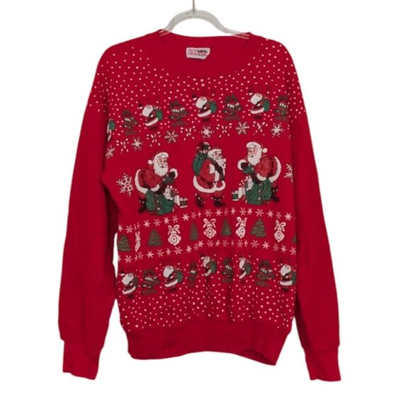Nutcracker Santa Sweatshirt Womens Size Medium Red Vintage 90s Christmas - Picture 1 of 10